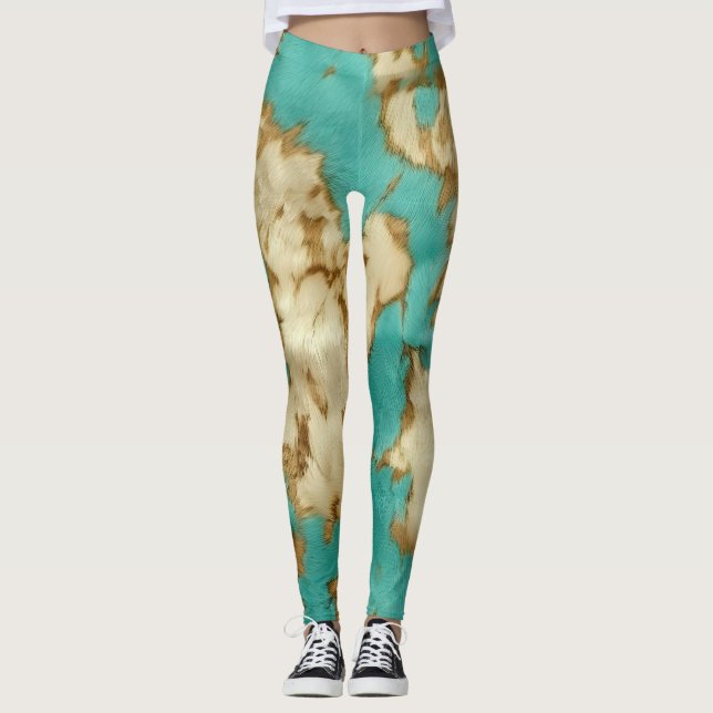 Turcos Brown Cream Animal Cowhide Western Leggings (Framsida)