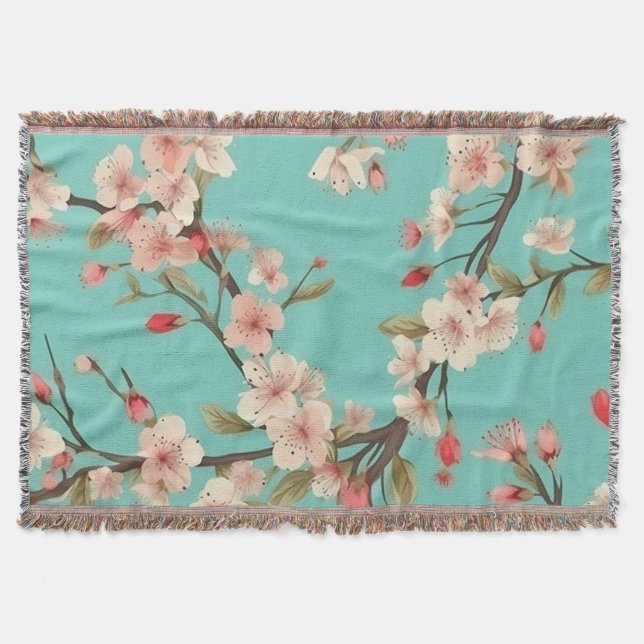 Turcos Cherry Blommar Throw Blanket Filt (Framsidan)