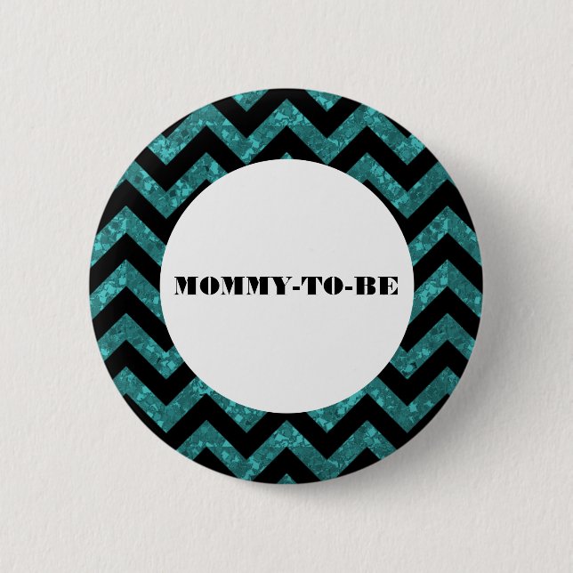 Turcos Chevron Glitter Baby Shower Button Knapp (Framsida)