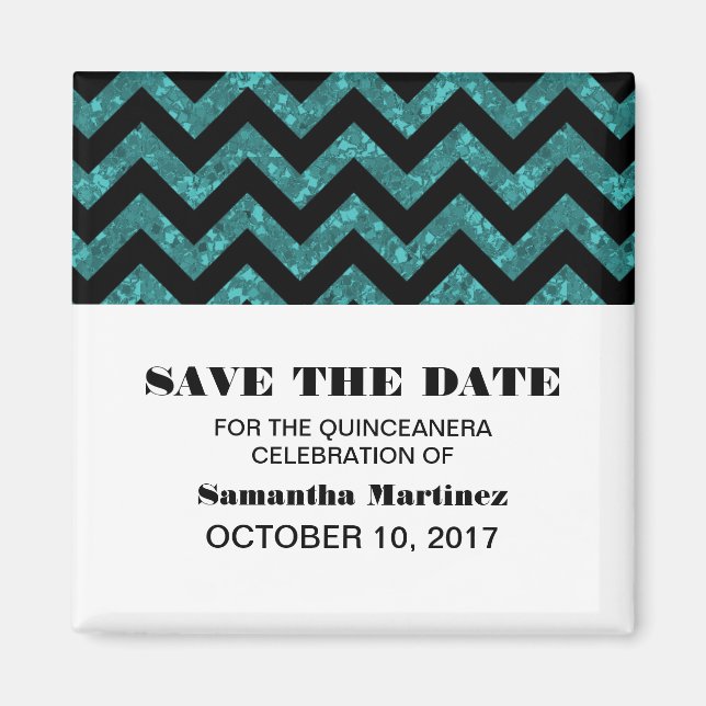Turcos Chevron Glitter Quinceañera Magnet (Framsidan)