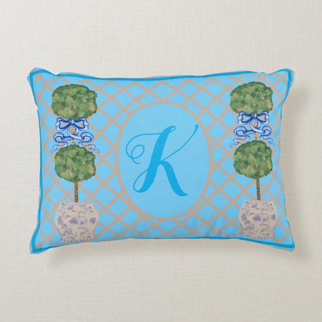 Turcos Chinoiserie Ginger Burk Burk Topiary Thro Prydnadskudde (Framsidan)