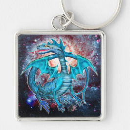 Turcos Cosmic Dragon Fyrkantig Silverfärgad Nyckelring