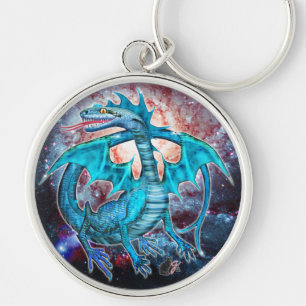 Turcos Cosmic Dragon Rund Silverfärgad Nyckelring