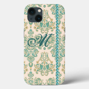 Turcos Damask Monogram, Faux Pearls iPhone 13