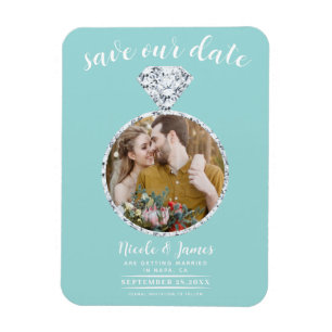 Turcos Diamond Ring Bling Photo Save Date Magnet
