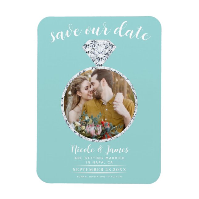 Turcos Diamond Ring Bling Photo Save Date Magnet (Vertikal)