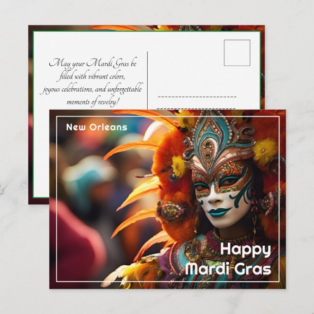 💚 💛 Turcos Elegance: Mardi Gras Radiance Vykort (Fram/baksida)