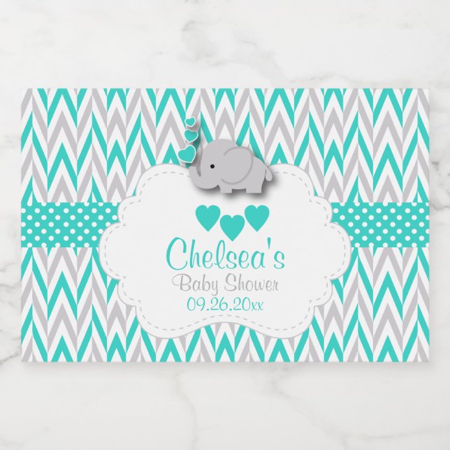 Turcos Elephant Baby Shower Mat Etiketter (Singel etikett)