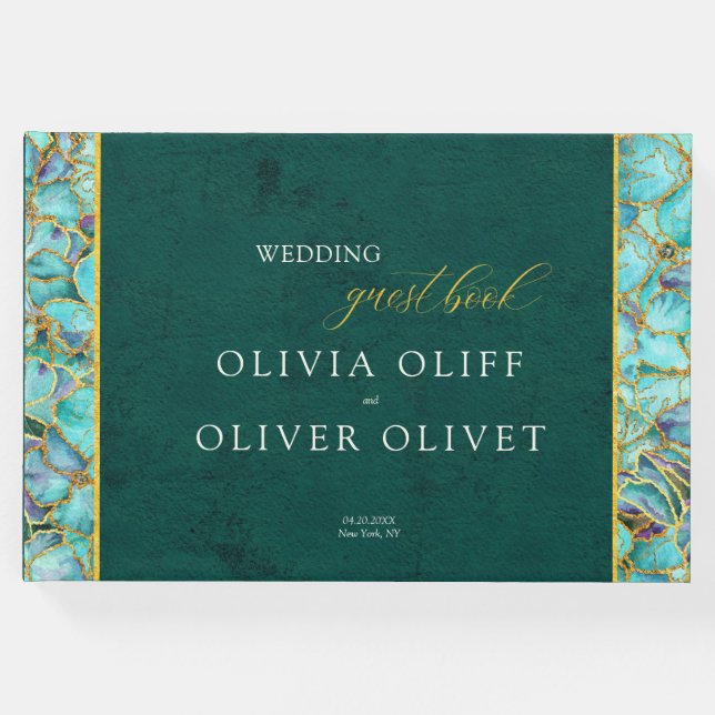 Turcos Flowers Emerald Bröllop Gästböcker (Framsida)
