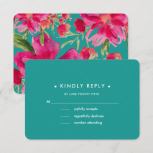 Turcos Fuchsia Blommigt Bröllops OSA-kort OSA Kort