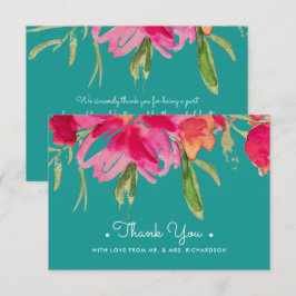 Turcos Fuchsia Blommigt Tack Bröllop Card Inbjudningar
