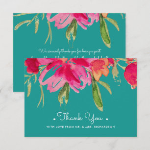 Turcos Fuchsia Blommigt Tack Bröllop Card Inbjudningar