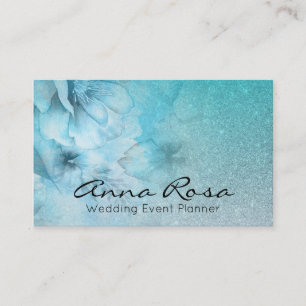 *~* Turcos Glitter Celestial Watercolor Blommigt Visitkort