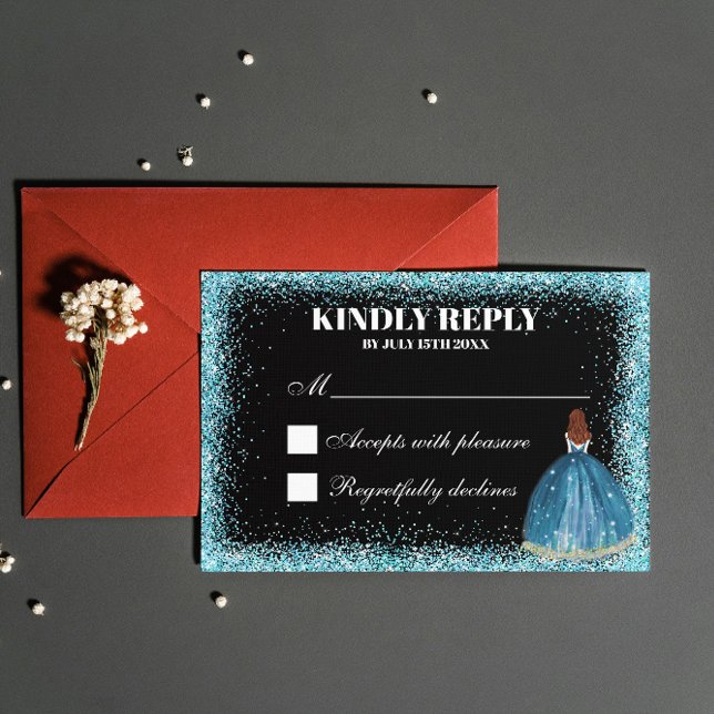 Turcos Glitter Foil Balloon Ballgown Anpassningsba OSA Kort (Skapare uppladdad)