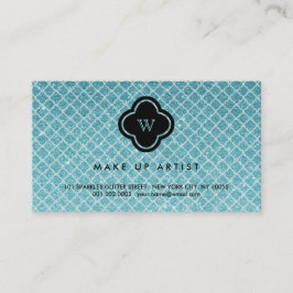 Turcos Glitter Monogram Quatrefoil-profilkort Visitkort