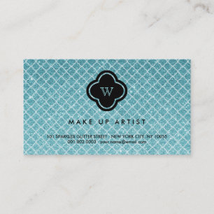 Turcos Glitter Monogram Quatrefoil-profilkort Visitkort