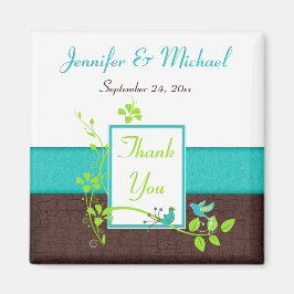 Turcos Grönt Brown Blommigt Wedding Favor Magnet