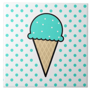 Turcos Grönt Ice Cream Cone Kakelplatta