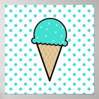 Turcos Grönt Ice Cream Cone Poster