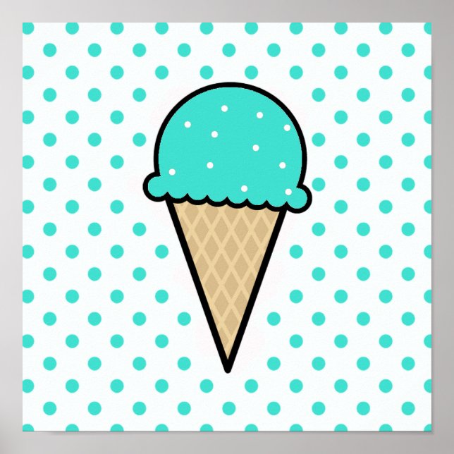 Turcos Grönt Ice Cream Cone Poster (Framsidan)
