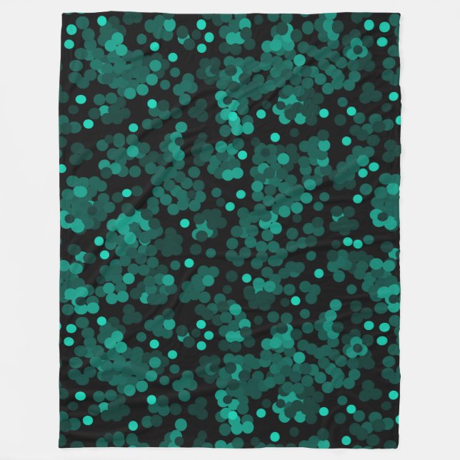 Turcos grönt polka dot mönster på svart fleecefilt (Framsidan)