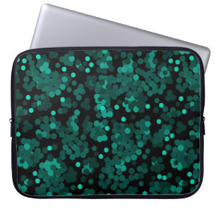 Turcos grönt polka dot mönster på svart laptop fodral