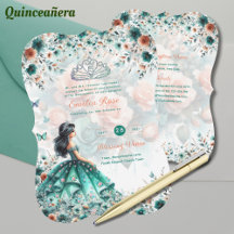 Turcos Grönt Quinceanera Dress Blommigt Butterfly