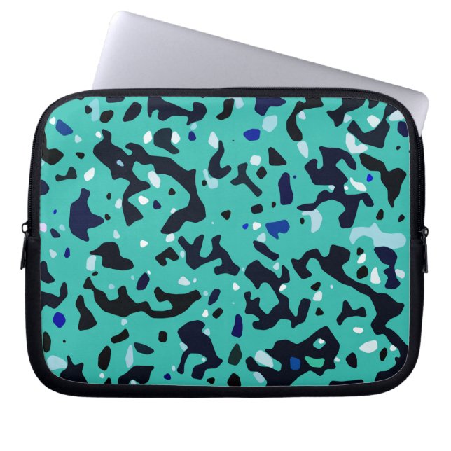 Turcos Grönt Teal Blue Mönster Laptop Fodral (Framsidan)