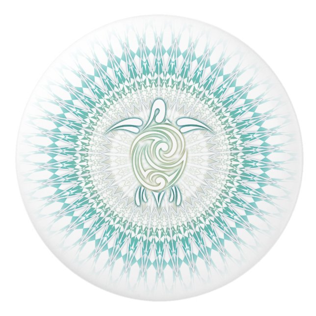 Turcos Grönt Turtle och Mandala Nautical Knopp (Framsidan)