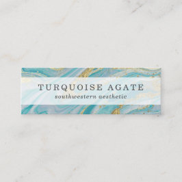 Turcos & Guld Geode Marble Swirl Social Media Mini Visitkort