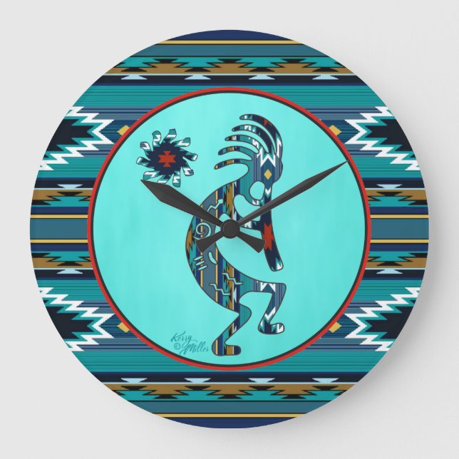 Turcos Kokopelli Large Clock Stor Klocka (Framsida)