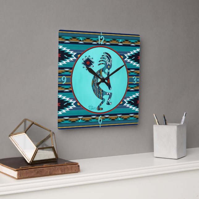 Turcos Kokopelli Large Wall Clock Fyrkantig Klocka (Kontor)