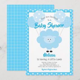 Turcos Lamb Boy Shower Cute Kawaii Modern Inbjudningar