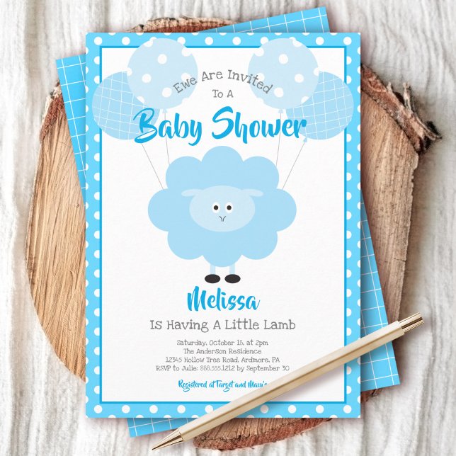 Turcos Lamb Boy Shower Cute Kawaii Modern Inbjudningar (Skapare uppladdad)