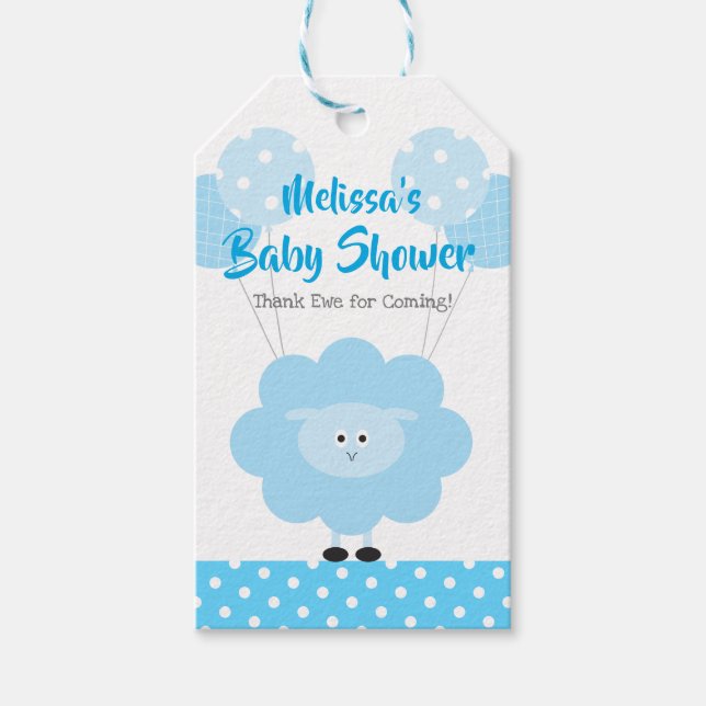Turcos Lamb Boy Shower Cute Modern Kawaii Presentetikett (Framsidan)
