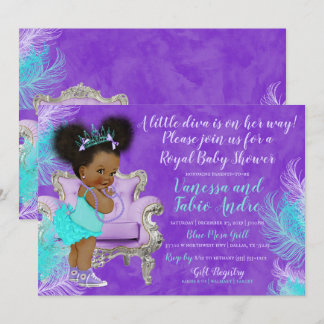 Turcos Lavender Watercolor Baby Shower Inbjudningar
