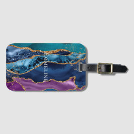 Turcos Lila Blue Guld Glitter Marble Bagagebricka