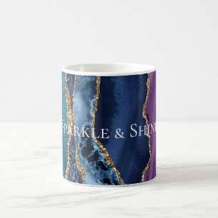 Turcos Lila Blue Guld Glitter Marble Kaffemugg