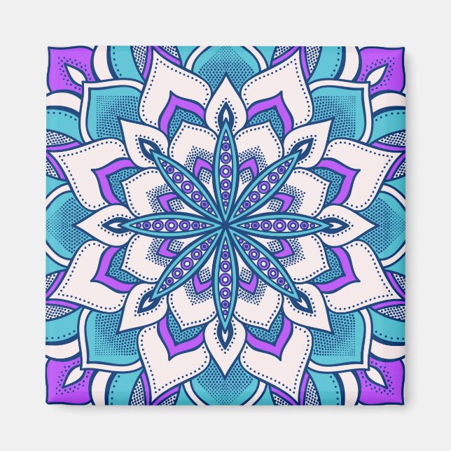 Turcos Lila Flower Mandala Magnet (Framsidan)