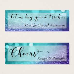 Turcos Lila Glitter Bokeh Script Drink Biljett