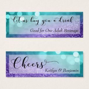 Turcos Lila Glitter Bokeh Script Drink Biljett