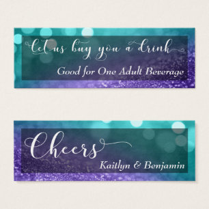 Turcos Lila Glitter Bokeh Script Drink Biljett