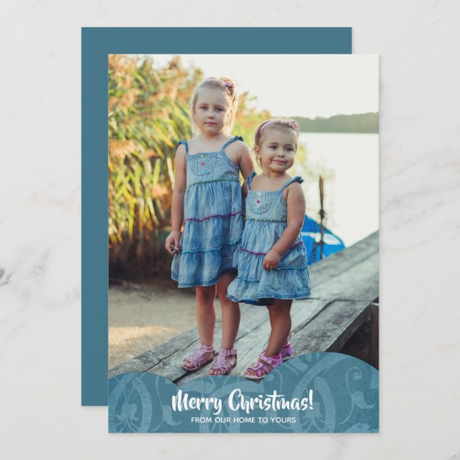 Turcos Linen Filigree Photo jul Julkort (Fram/baksida)