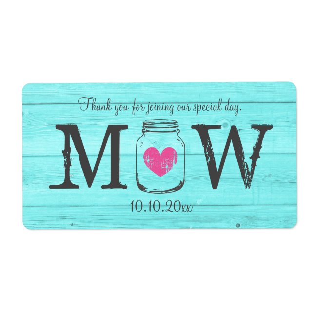 Turcos Mason burk bröllop vattenflaska-etiketter Fraktsedel (Framsidan)