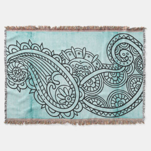 Turcos Mehndi Motif Throw Blanket Mysfilt