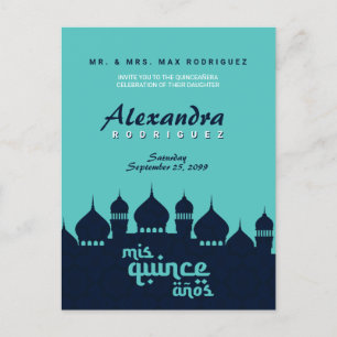 Turcos Midnight Blue Arabian Nights Quinceañera Vykort