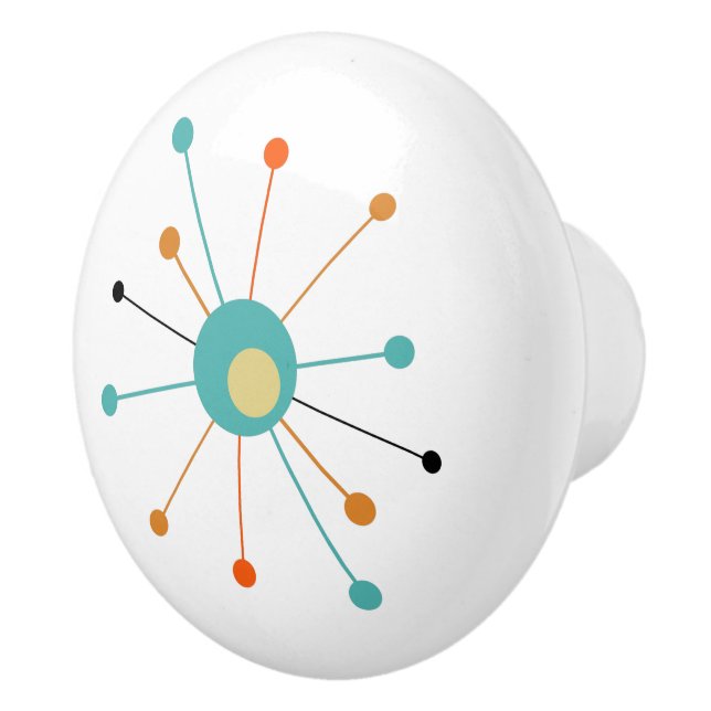 Turcos Orange Atomic Starburst Mid Century Knopp (Höger)