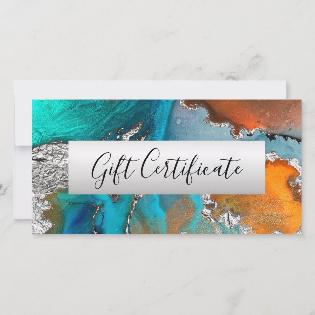 Turcos Orange Silver Watercolor Gift Voucher (Framsida)