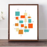 Turcos Orange Squares Mid Century Modern Poster<br><div class="desc">Detta fantastiska medelårhundrade moderna poster fyrkanter,  rektanglar och linjer i färg av turkosblått,  två nyanser av orange,  kräm och svart.</div>