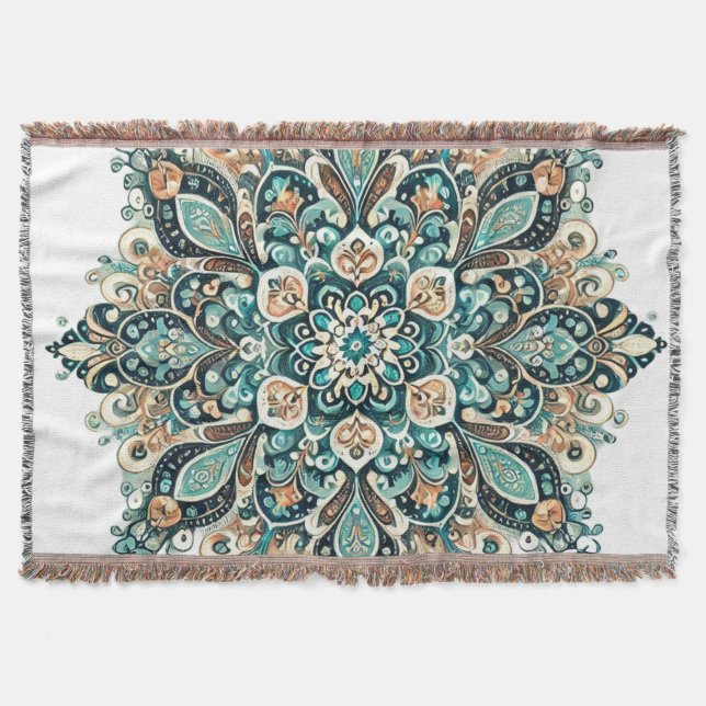 Turcos Paisley Mandala med Guld accents 1 Filt (Framsidan)